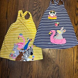 Mini Boden Yellow and Blue Striped Summer Dress Bundle